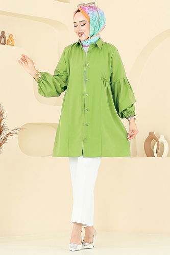 moda selvim Tunic 3055KTR750 Oil Green - Thumbnail