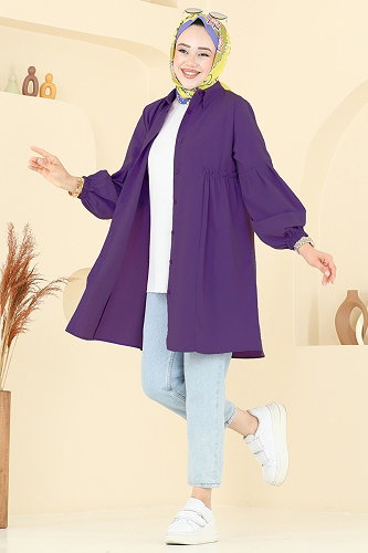 moda selvim بلوز أرجواني 3055KTR750 - Thumbnail