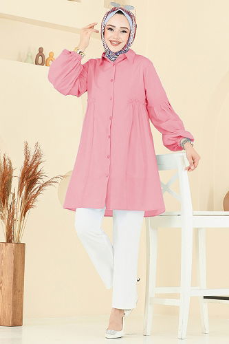 moda selvim بلوز وردي 3055KTR750 - Thumbnail