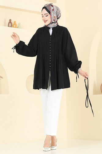 moda selvim بلوز أسود 3058KTR750 - Thumbnail