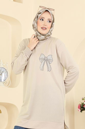 moda selvim بلوز بيج 305OZN1046 - Thumbnail