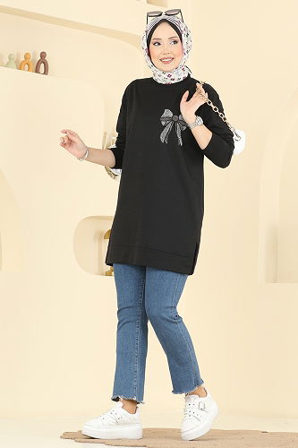 moda selvim Tunic 305OZN1046 Black - Thumbnail