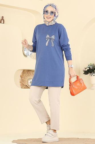 moda selvim Tunic 305OZN1046 Indigo - Thumbnail