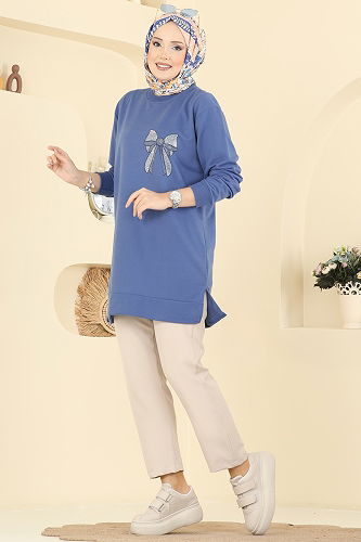 moda selvim Tunic 305OZN1046 Indigo - Thumbnail