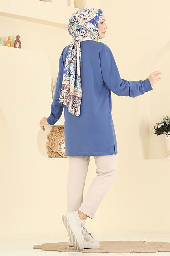 moda selvim بلوز ازرق 305OZN1046 - Thumbnail