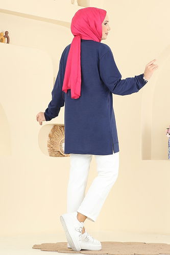 moda selvim Tunic 305OZN1046 Navy Blue - Thumbnail