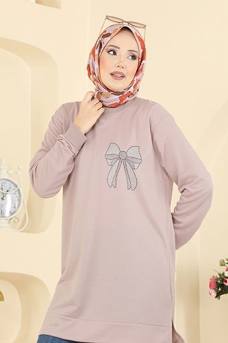 moda selvim بلوز بيج وردي 305OZN1046 - Thumbnail