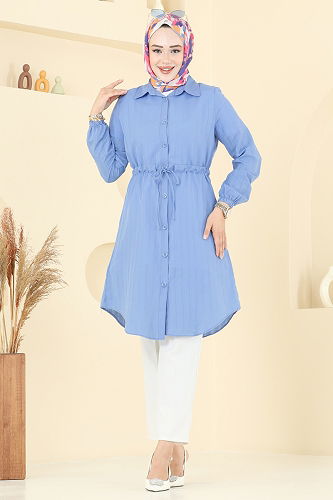 moda selvim بلوز أزرق 3061KTR750 - Thumbnail