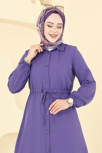 moda selvim بلوز ليلكي غامق 3061KTR750 - Thumbnail