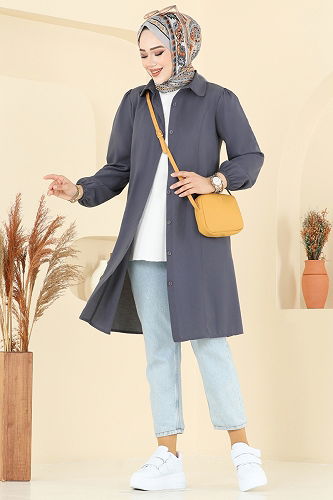 moda selvim Tunic 3063KTR750 Anthracite - Thumbnail