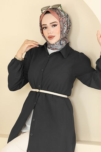 moda selvim Tunic 3063KTR750 Black - Thumbnail