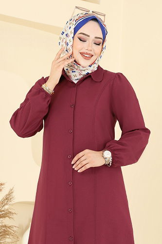 moda selvim Tunic 3063KTR750 Burgundy - Thumbnail