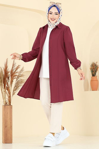 moda selvim Tunic 3063KTR750 Burgundy - Thumbnail