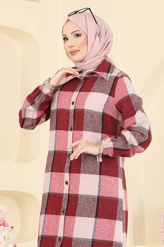 moda selvim بلوز خمري 3068KTR750 - Thumbnail