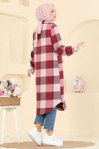 moda selvim بلوز خمري 3068KTR750 - Thumbnail