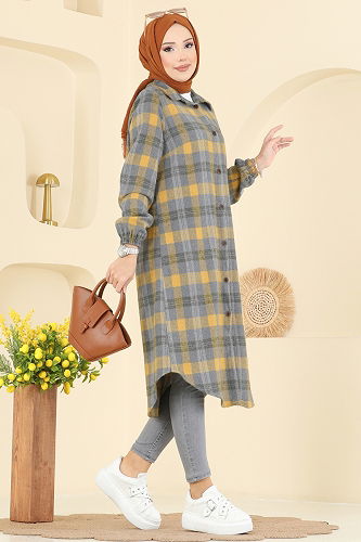 moda selvim بلوز رمادي 3068KTR750 - Thumbnail