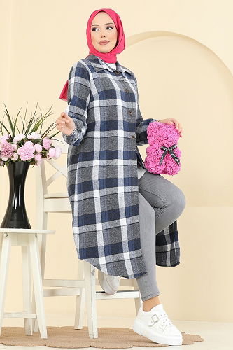 moda selvim بلوز كحلي 3068KTR750 - Thumbnail