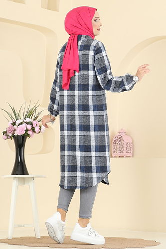 moda selvim بلوز كحلي 3068KTR750 - Thumbnail