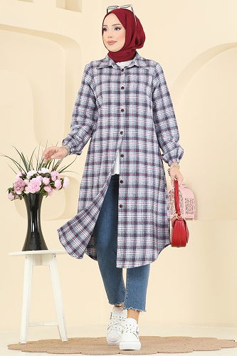 moda selvim Tunic 3068KTR750 Navy Blue&Ecru - Thumbnail