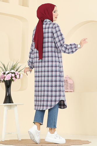 moda selvim Tunic 3068KTR750 Navy Blue&Ecru - Thumbnail