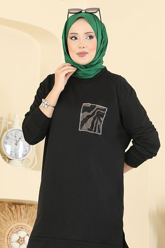 moda selvim بلوز أسود 306OZN1046 - Thumbnail