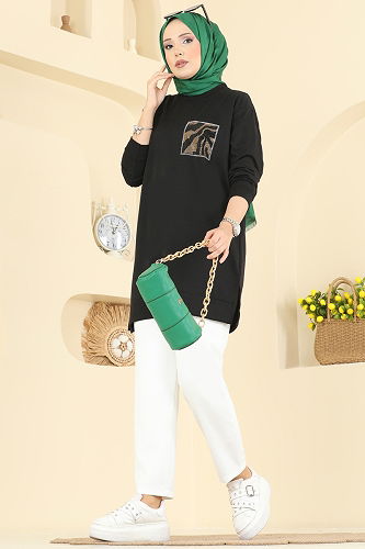 moda selvim بلوز أسود 306OZN1046 - Thumbnail