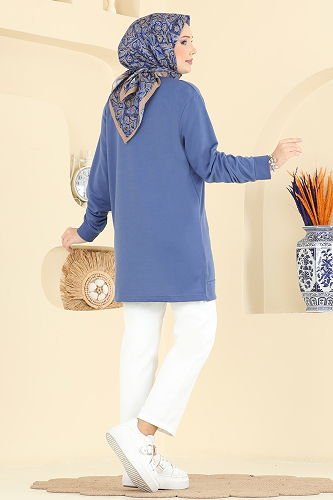 moda selvim Tunic 306OZN1046 Indigo - Thumbnail