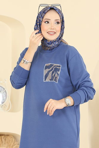 moda selvim بلوز ازرق 306OZN1046 - Thumbnail