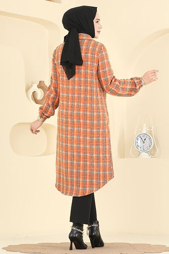 moda selvim بلوز أسود وبرتقالي 3070KTR750 - Thumbnail