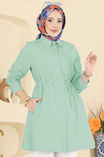 moda selvim بلوز أخضر عشبي 3077KTR750 - Thumbnail