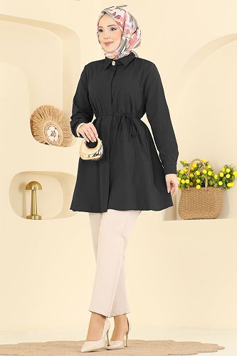 moda selvim بلوز أسود 3077KTR750 - Thumbnail