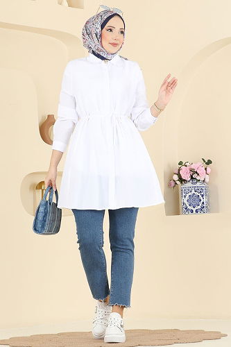 moda selvim Tunic 3077KTR750 Ecru - Thumbnail