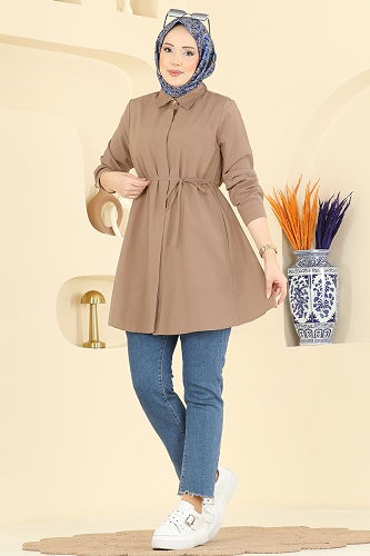 moda selvim Tunic 3077KTR750 Latte - Thumbnail