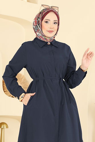 moda selvim بلوز كحلي 3077KTR750 - Thumbnail