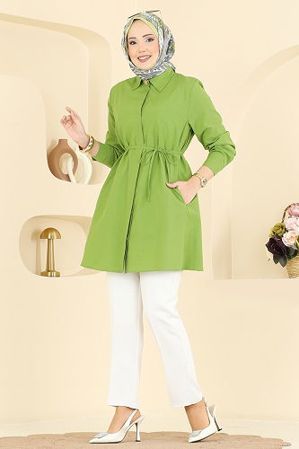 moda selvim بلوز أخضر 3077KTR750 - Thumbnail
