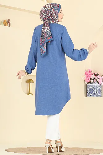 moda selvim Tunic 3080KTR750 Indigo - Thumbnail