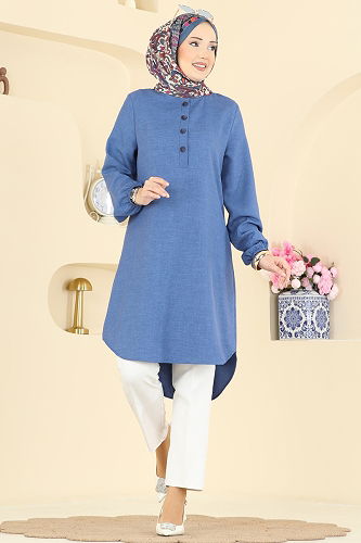 moda selvim بلوز ازرق 3080KTR750 - Thumbnail