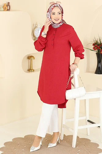 moda selvim Tunic 3080KTR750 Red - Thumbnail