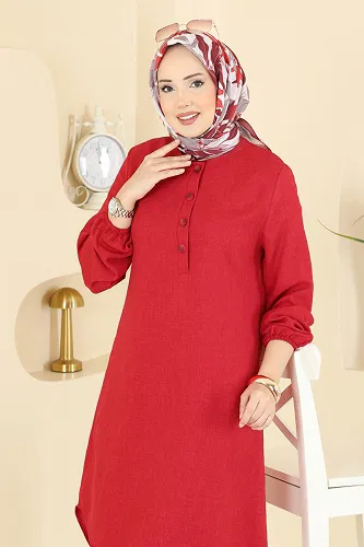 moda selvim Tunic 3080KTR750 Red - Thumbnail