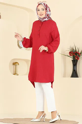 moda selvim Tunic 3080KTR750 Red - Thumbnail