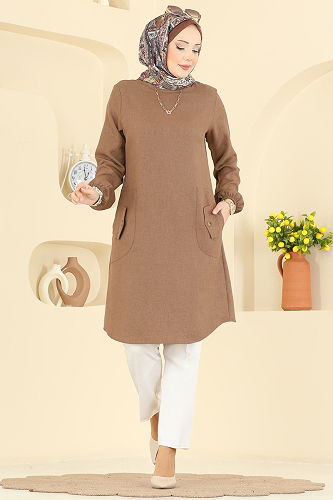 moda selvim بلوز بيج غامق 3081KTR750 - Thumbnail