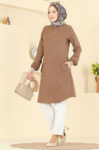 moda selvim بلوز بيج غامق 3081KTR750 - Thumbnail