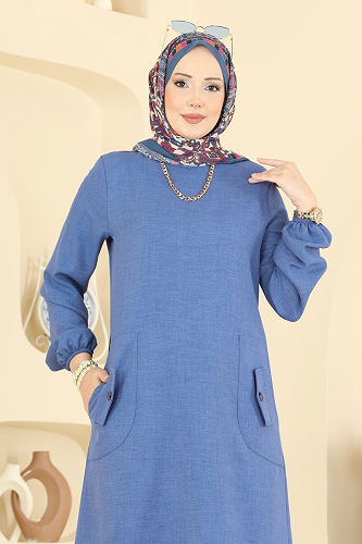 moda selvim Tunic 3081KTR750 Indigo - Thumbnail