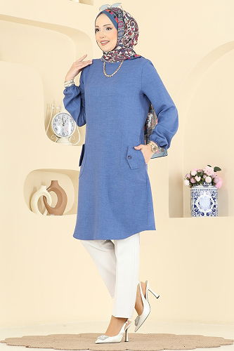 moda selvim Tunic 3081KTR750 Indigo - Thumbnail