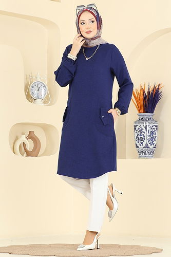 moda selvim Tunic 3081KTR750 Navy Blue - Thumbnail