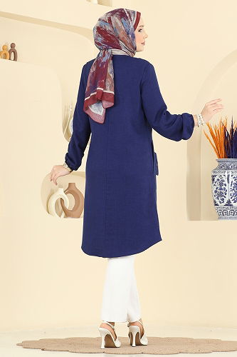 moda selvim بلوز كحلي 3081KTR750 - Thumbnail