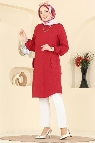 moda selvim Tunic 3081KTR750 Red - Thumbnail