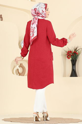 moda selvim بلوز احمر 3081KTR750 - Thumbnail