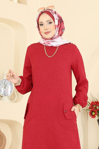 moda selvim بلوز احمر 3081KTR750 - Thumbnail