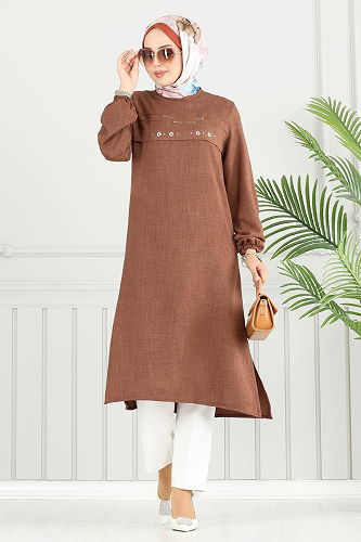 moda selvim Tunic 3123HBS856 Tan - Thumbnail